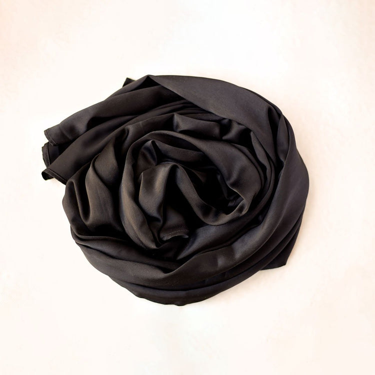 Satin de luxe hijab - black